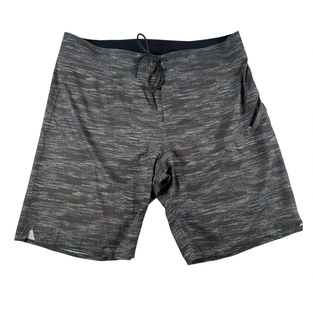 Lululemon Board Shorts Mens 38 Current State Stripe Swim Trunks Zip Pocket